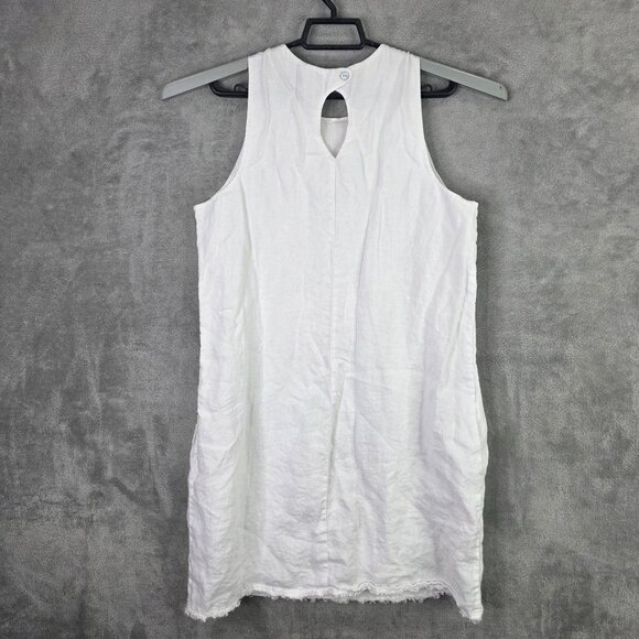 Womens Tommy Bahama White Sleeveless 100% Linen Shift Dress Keyhole Back Size M - Picture 5 of 8